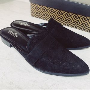 CHARLES David Ethel Black Microsuede Mule 9.5